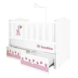 Lit bebe basculant PM ROSE/BLANC (CHB10RS/BC10)
