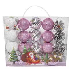 Lot De 20 Pièces Décoratives Pour Sapin Rose Et Argent