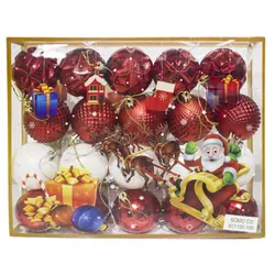 Lot De 20 Pièces Décoratives Pour Sapin Rouge Et Blanc