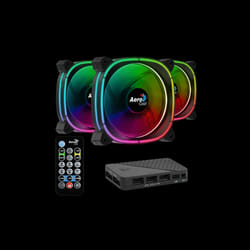 Lot de 3 Ventilateurs de boitier AeroCool Astro 12 Pro / RGB / 12cm / Noir