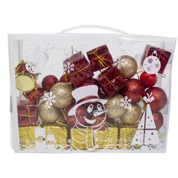 Lot De 32 Pièces Décoratives Pour Sapin - Rouge et Doré