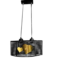 Lustre Moderne Avec Cœur Doré Ovale - Noir