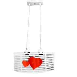 Lustre Moderne Avec Cœur Doré Rouge Ovale - Blanc