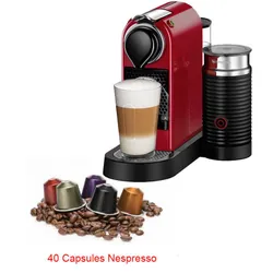 Machine à Café Nespresso Citiz & Milk C123N1XE 1500W + 40 Capsules - Rouge