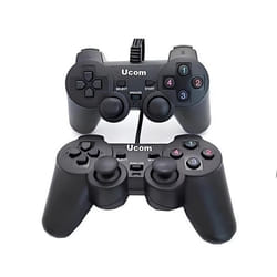 Manette de Jeu Filaire UCOM 704 Double Vibreur - Noir