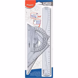 Maped Maxi, Rapporteur, Règle, Triangle, 4 pièce(s), Transparent, Plastique, 45° & 60°, Demi-cercle
