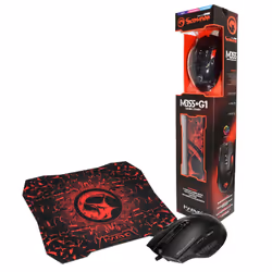 Marvo M355+G1, Ambidextre, Optique, USB Type-A, 6400 DPI, Noir