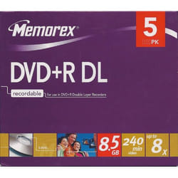 Memorex 8x DVD+R Double Layer, 5 Pack 8,5 Go 5 pièce(s)