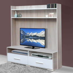 Meuble TV Équateur en Chêne Brut - Blanc TV069CB-BC