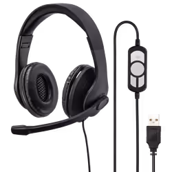 Micro Casque HAMA HS-USB300 Pour PC - Technologie de connectivité: Filaire - Interface: USB - Diamètre de casque: 40 mm - Rép ...