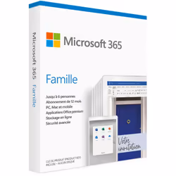 Microsoft Office 365 Famille - Licence pour 6 utilisateurs PC ou Mac - Abonnement 1 an - Langue: Français - 1 To de stockage  ...
