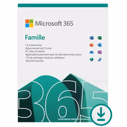 Microsoft Office M365 Famille 6 Utilisateurs ESD 1 An