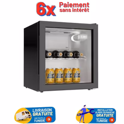 Mini Bar Vitrine AUXSTAR - 1 Porte - Capacité: 50 Litres - Puissance: 70 Watts - Consommation d'énergie: 0,35kwh/24h - Alimen ...