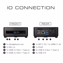 Mini PC Noir MSI Cubi 936 i3-10110U 2,1GHz - Ordinateur de Bureau Compact et Économique
