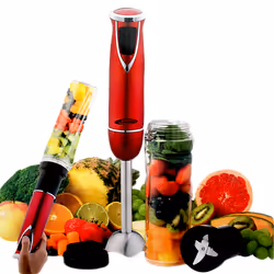 Mixeur plongeant 2 en 1 avec Blender - Puissance: 400 W - Mini Blender en plastique avec couvercle - Capacité 500 ml - 5 régl ...