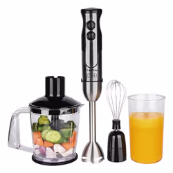 Mixeur Plongeant 4En1 LEXICAL - Puissance: 600W - Bol à fouetter: 600 ml - Bol à hacher: 1000 ml - 2 vitesses de contrôle - L ...