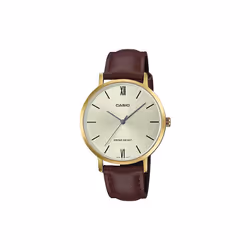 Montre Femme Casio LTP-VT01GL-9BUDF - Bracelet en cuir - Résistante à l'eau - Boîtier plaqué or ionique - Taille du boîtier : ...