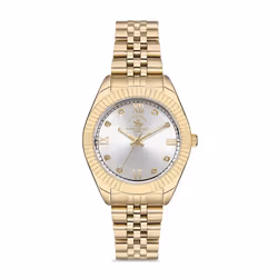 Montre Femme Polo Santa Barbara -  Forme Ronde - Affichage Analogique - Couleur bracelet Gold - Matière bracelet: Acier inoxy ...