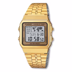 Montre Homme CASIO - Affichage: Digital - Forme: Carré - Chronomètre: 1/100 s - Résistance à l'eau - Bande d'acier inoxydable ...