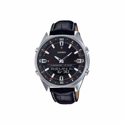 Montre pour Homme Casio - Affichage: Analogique et digital - Forme: Ronde - Éclairage LED- Bracelet en cuir véritable - Résis ...