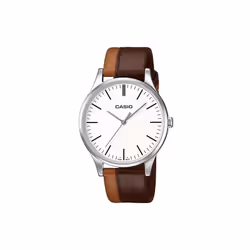Montre pour Homme Casio - Affichage: Analogique - Forme: Ronde - Bracelet en cuir bicolore - Boîtier en acier fin massif-  au ...