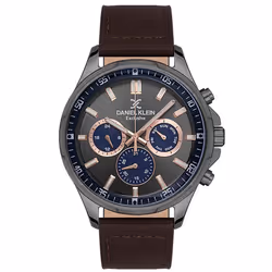 Montre Homme DANIEL KLEIN - Forme: Ronde - Type d'affichage: Analogique - Matière bracelet: Cuir - Boitier & Cadran: Acier in ...