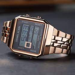 Montre Homme DANIEL KLEIN - Forme: Carré  - Type d'affichage: Digital - Matière Bracelet: Acier - Matière Boitier: Acier - Ve ...