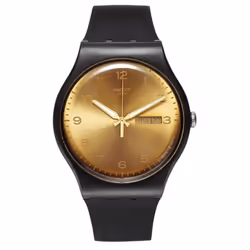 Montre Mixte Swatch Golden Friend SUOB716 - Fonctions Date & Heure - Mouvement Quartz - Étanche 3 Bar - Matière du bracelet S ...