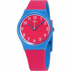 Montre pour Femme Swatch Lampone GS145 - Mouvement Quartz - Etanche 30 mètres - Fermoir et Boitier en Plastique - Bracelet en ...