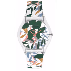 Montre Mixte Swatch LEAVES JUNGLE SS08K111 - Fonctions Heure, Etanchéité, Lumineux - Mouvement Quartz - Étanche 30 mètres - M ...