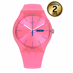 Montre Pour Femme Swatch Pink REBEL SUOP700 - Fonctions Date & Heure - Mouvement Quartz - Étanche 3 Bar - Matière du bracelet ...