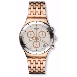 Montre pour Femme Swatch PUSHBACK YCG408GD - Fonctions Chrono et Date - Mouvement Quartz - Etanche 3 bar - Boitier, Fermoir e ...