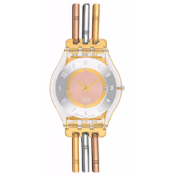 Montre Mixte Swatch TRI-GOLD L AGAIN SS08K101B - Fonctions Heure, Etanchéité, Lumineux - Mouvement Quartz - Étanche 30 mètres ...