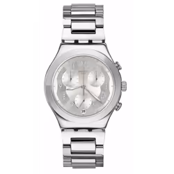 Montre Pour Homme Swatch SILVER RING YCS604G - Fonctions Date & Heure, Chrono - Mouvement Quartz - Étanche 3 Bar - Matière du ...
