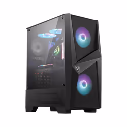 MSI MAG FORGE 100R, Midi Tower, PC, Noir, Transparent, ATX, micro ATX, Mini-ITX, Verre trempé, Jouer