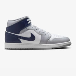Nike Homme - Chaussures Nike Air Jordan 1 Mid - Blanc/Gris/Bleu Marine
