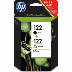 Pack Cartouche Original HP 122 Noir / 3 Couleurs - Capacité: 120 pages en noir / 100 pages en trois couleurs - Compatible ave ...
