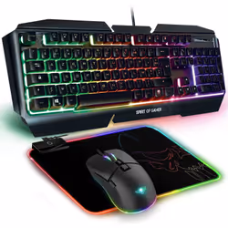 Pack Gaming Spirit Of Gamer 3en1: Souris Spirit of Gamer Ultimate MK500 Gaming - Clavier à membrane - 19 touches antighosting ...