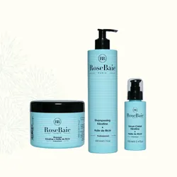 Pack Kératine & Ricin – Rose Baie (Shampoing + Masque + Sérum)
