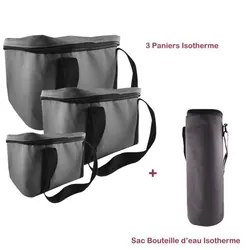 Pack Trois Paniers + Sac Bouteille Isotherme - Gris