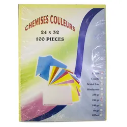 Paquet de 100 Chemise Cartone Bristol A4 Assorties
