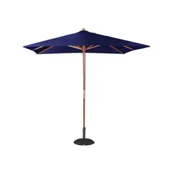 Parasol Carré en Bois 3*3M toile acrylique en Couleur Bleu avec Socle Ciment