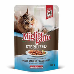 Pâté MIGLIOR GATTO Stérilisé Poisson Bleu Et Crevettes 85Gr