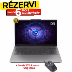 PC Portable Gamer LENOVO LOQ 15IAX9E i5 12ème Gén 32Go RTX 2050