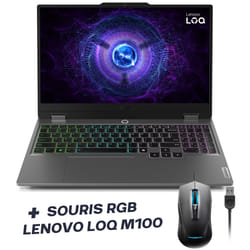 Pc Portable Gaming Lenovo LOQ 15IRX9 / i7-13650HX / RTX 4060 8G / 24 Go DDR5 / 512 Go SSD / Gris + Souris RGB Lenovo LOQ M100