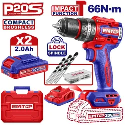 Perceuse à Percussion Brushless EMTOP ECIDL20668 20V 66Nm