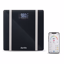 Pèse personne Aprilla - verre trempé - Capacité/Division : 180 kg/50 g  - Écran LCD - Plage de mesure dans l'application : po ...