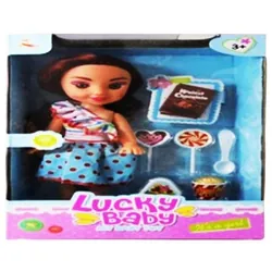 Petite Poupée Lucky Baby Avec Des Accessoires Pour Filles - Bleu&Blanc