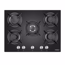 Plaque à gaz PREMIUM 5 feux 70 cm fonte avec sécurité - Noir (AP751.BS03)