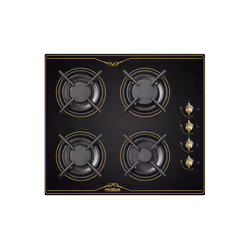 Plaque A Gaz Premium Rust Verre 4 Feux 60 Cm Avec Sécurité Noir
